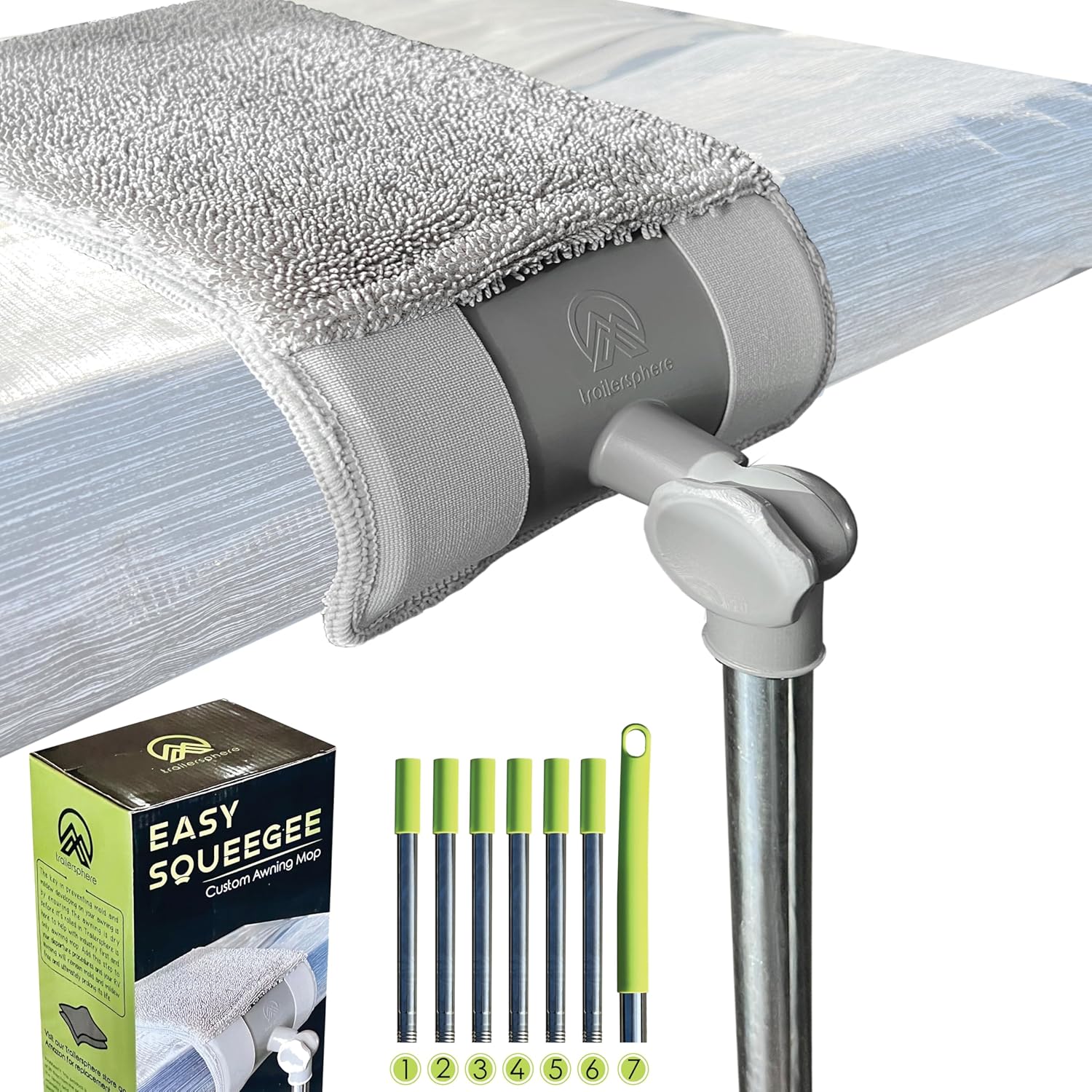 Easy Squeegee Professional RV Awnings Mop with Rotating Head and Extendable Pole