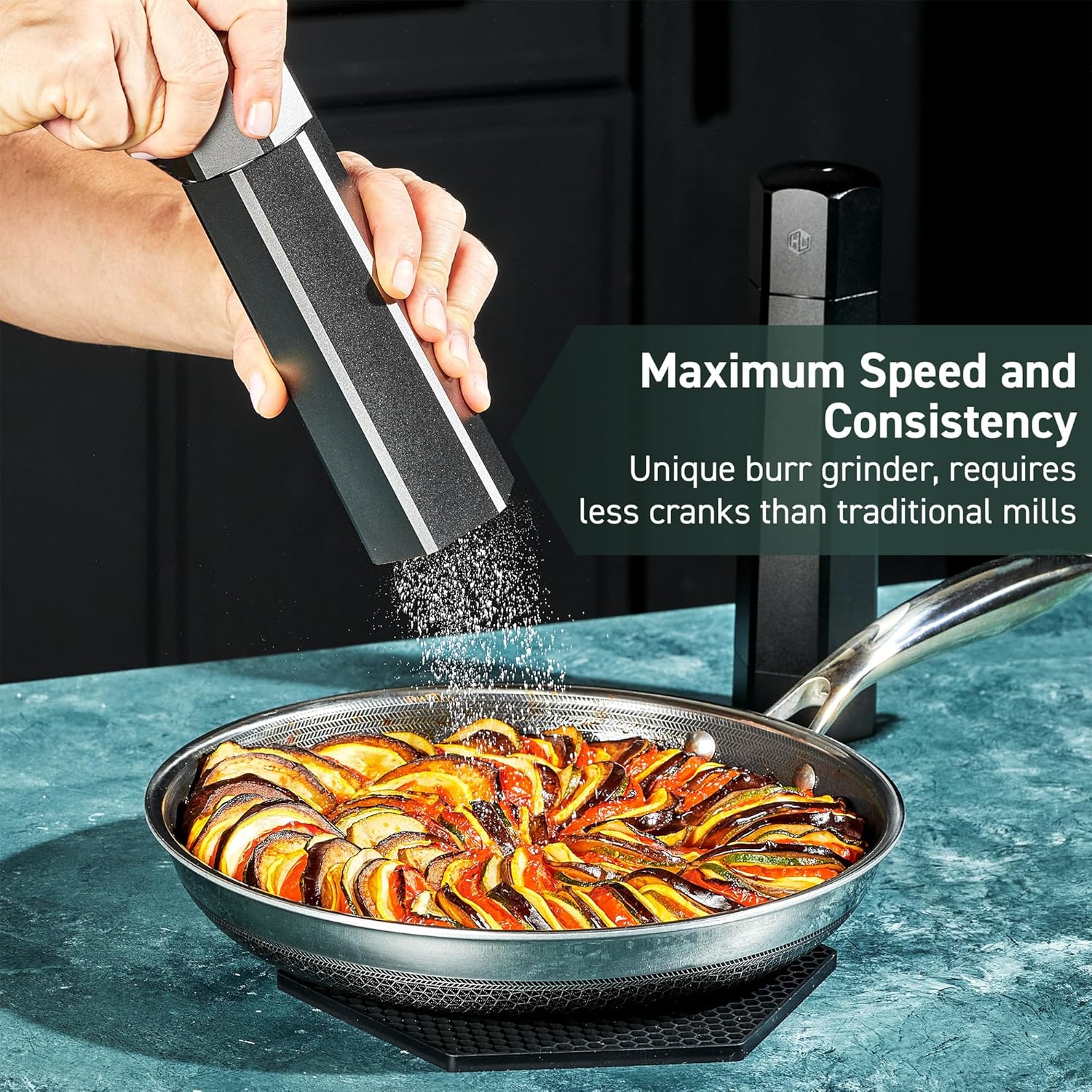 HexClad Salt and Pepper Mill Set with Adjustable Grinders 1