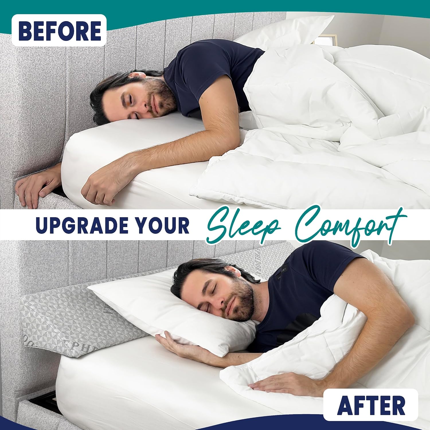 Triangle Bed Wedge Pillow for Headboard Gap - 0-8 Fit