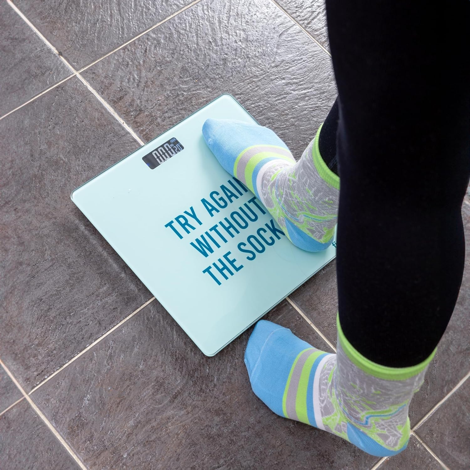 Fisura Digital Bathroom Scale with Try Again Socks Challenge
